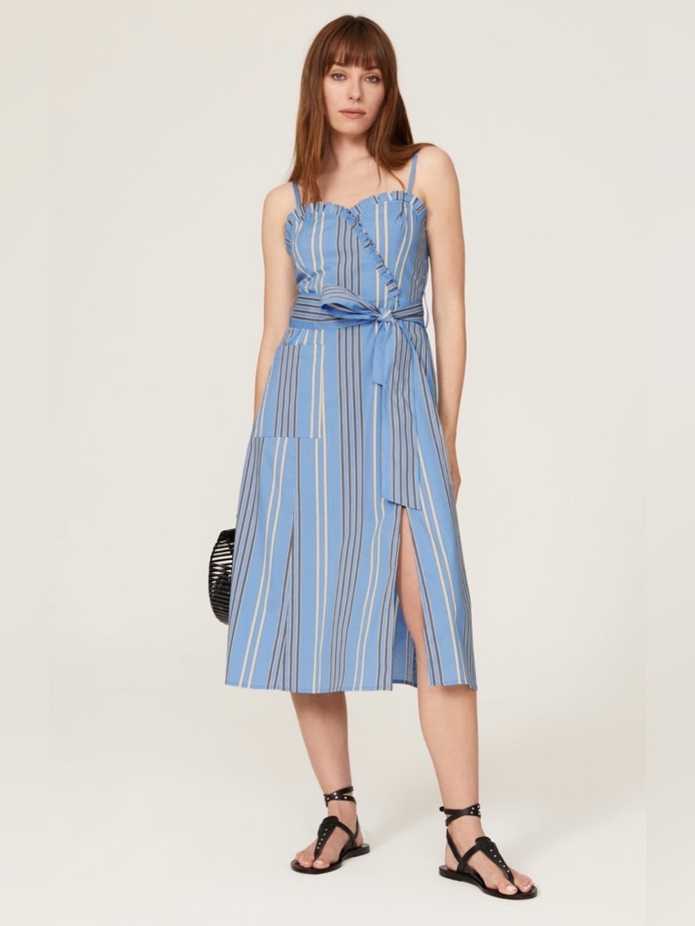 Thakoon~Sky Blue & White Striped Tie-Waist Midi Dress~Size 4~$350~